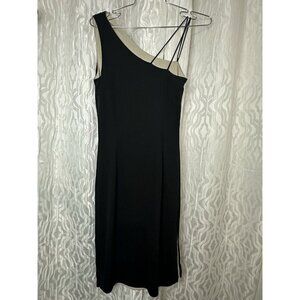 No Brand Women’s Reversible Black/cream Mini Dress, Side Slit, Size 2 Or Small.